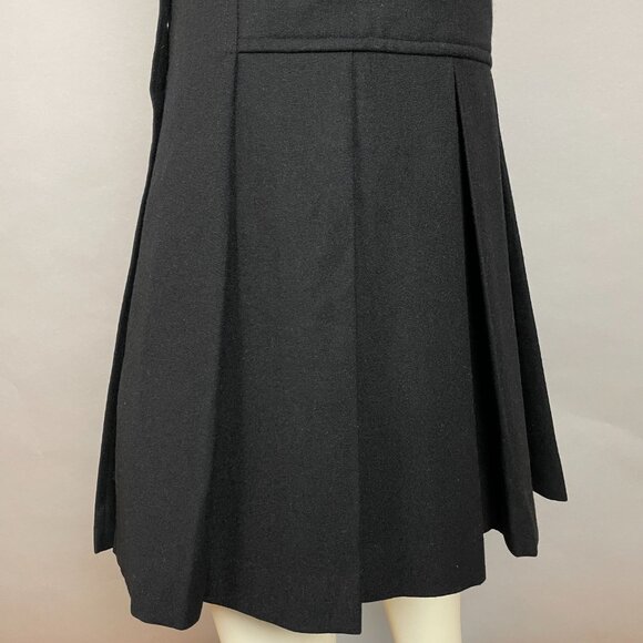 Vintage Henri Luc Chapuis H-L Wool Skirt Pleated Black Lined Wide Pockets Snaps - Picture 9 of 13